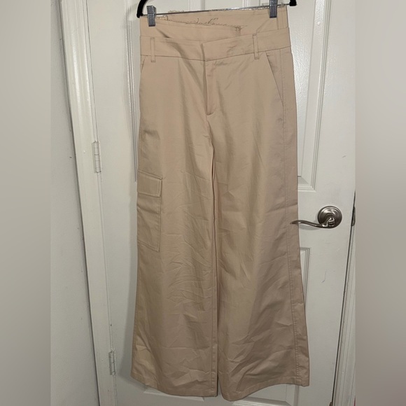 Zara Denim - Zara Beige Wide-Leg Cargo Trousers